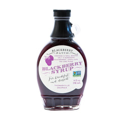 Blackberry Patch blackberry syrup bottle, perfect for pancakes and desserts.