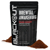 Blackout Coffee Brewtal Awakening bag front shows bold dark roast for energizing mornings.