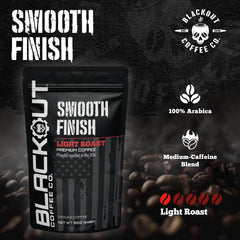Close-up of Blackout Coffee Co. Smooth Finish small-batch roast
