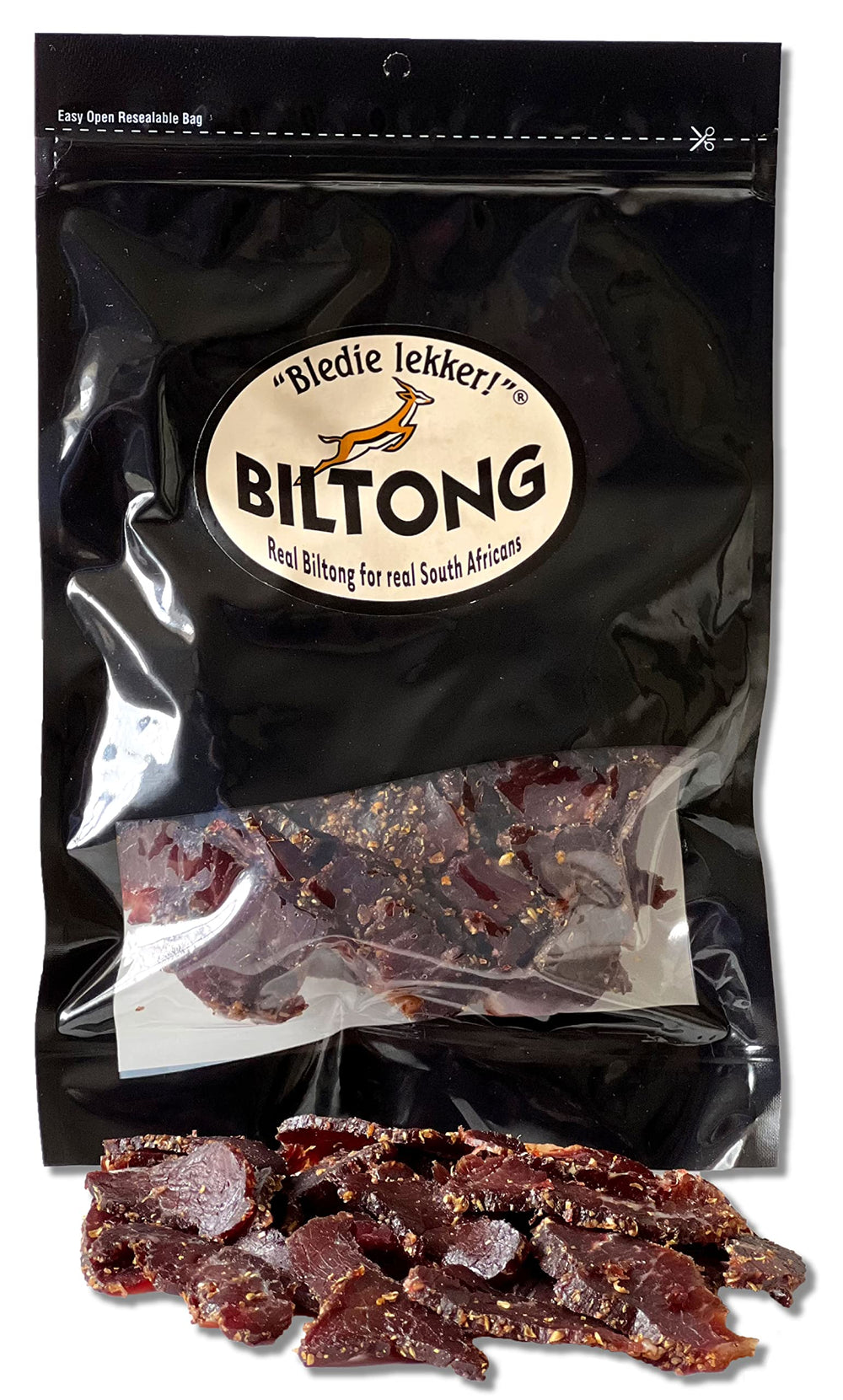 Bledie Lekker Biltong Sliced 8oz packaging ready-to-eat beef.