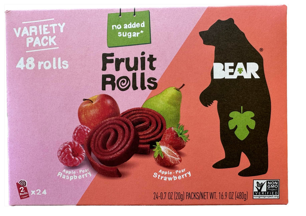 BLholife Bear Real Fruit Snack Rolls strawberry-raspberry pack, convenient lunchbox snack