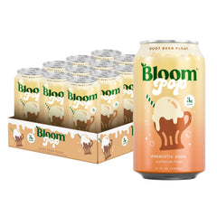 Bloom Pop Root Beer Float 12oz can with creamy aroma and gut-friendly notes