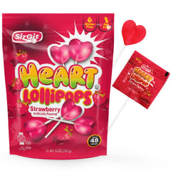 Bloom's Heart Lollipops red lollipops ready for classroom exchanges and gift bags.