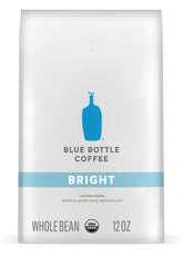 Blue Bottle Bright coffee bag with 12 oz of whole beans for home brewing
