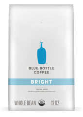 Blue Bottle Bright coffee bag with 12 oz of whole beans for home brewing