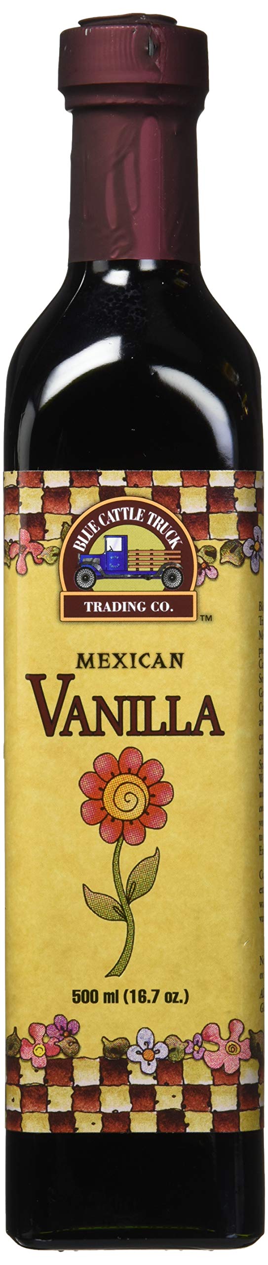 Blue Cattle Truck Trading Co. vanilla extract bottle close-up for baking and flavor.