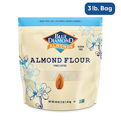 Blue Diamond Almond Flour scoop on counter, ideal for keto and paleo recipes.