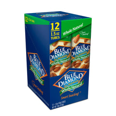 Blue Diamond Almonds image emphasizes cholesterol-free claim for heart-friendly snacking.