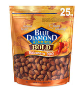 Blue Diamond Almonds Habanero BBQ bag showing bold spicy coating for snacking.