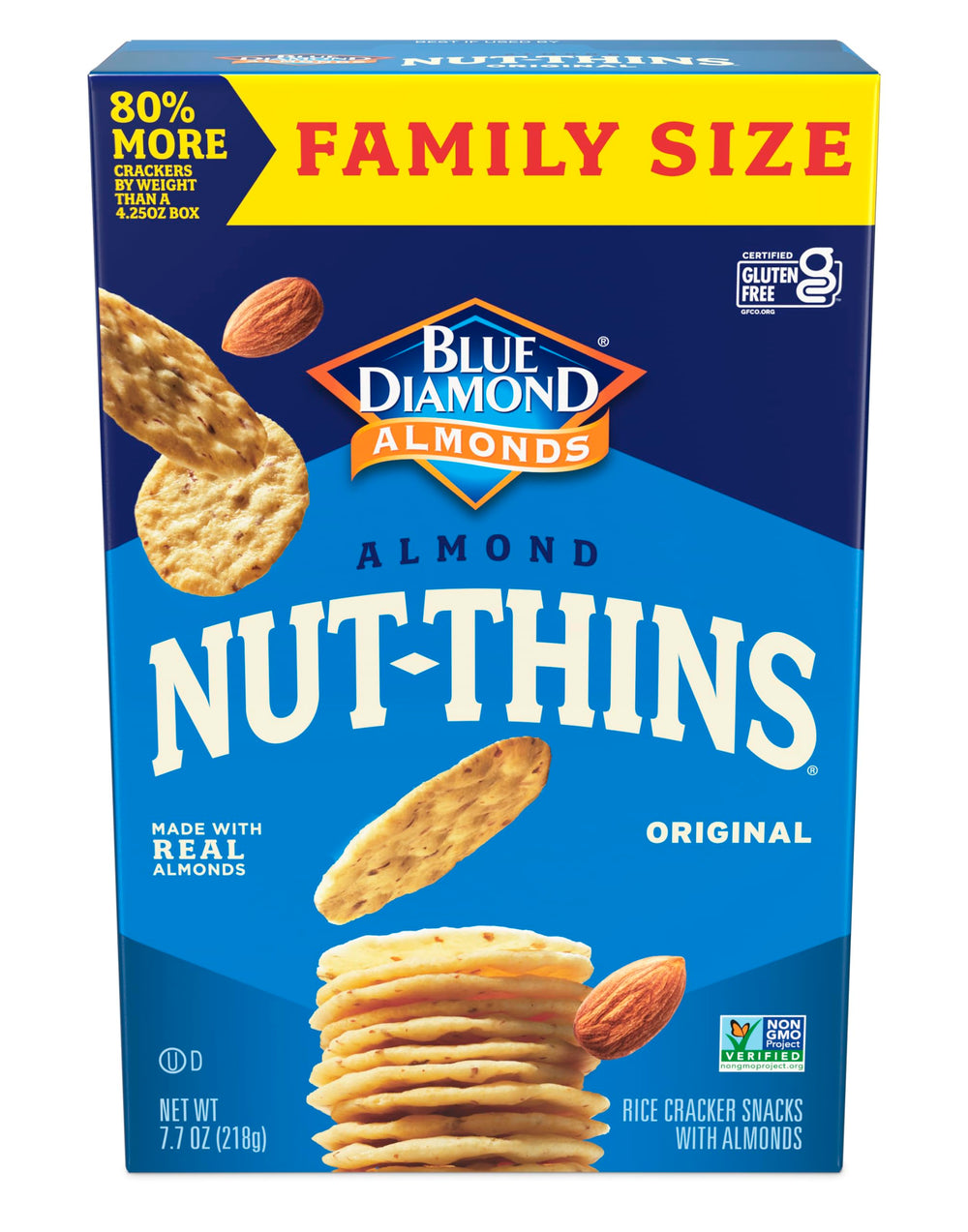 Blue Diamond Almonds Nut-Thins Original crackers on a cheese board, ideal for dips.
