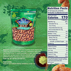 Blue Diamond resealable bag shows fresh almonds, ideal for travel and snacking.
