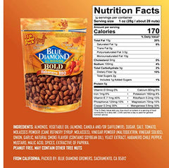 Blue Diamond Bold Habanero BBQ almonds on a spice-dusted plate for party snacking.
