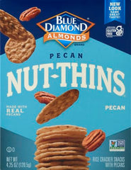 Blue Diamond Pecan Thins on cheese platter for entertaining.