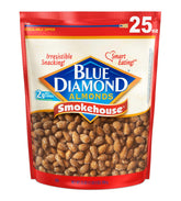 Blue Diamond Smokehouse almonds in a resealable bag for on-the-go crunch and savory flavor.