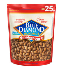 Blue Diamond Smokehouse almonds in a resealable bag for on-the-go crunch and savory flavor.