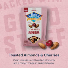 Blue Diamond snack in hand, convenient resealable 7oz pack for lunches.