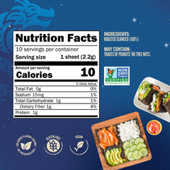 Blue Dragon Sushi Nori sheets close-up highlighting natural umami flavor.