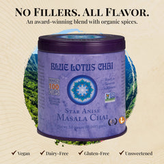 Blue Lotus Chai powder dissolving in hot water for instant chai