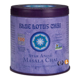 Blue Lotus Chai tin front showing authentic packaging for quick, authentic chai