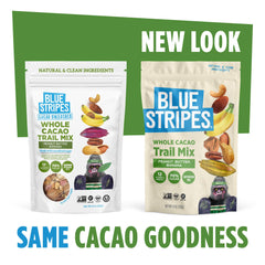 Blue Stripes cashews and peanut butter chips offer vegan crunch.