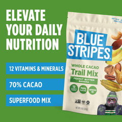 Blue Stripes peanut butter chips visible for creamy, satisfying bites.