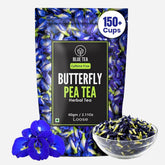 Blue Tea butterfly pea tea bag steeping for caffeine-free moment