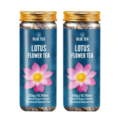 BLUE TEA Pink Lotus Tea packaging in a premium jar for fresh herbal sips