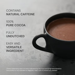 Blueprint Bryan Johnson cocoa powder scoop with smoothies highlighting versatile flavor boosts