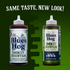 Blues Hog Smokey Mountain BBQ Sauce glaze on chicken provides savory finish.