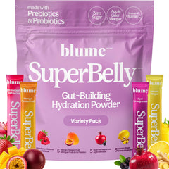 Blume SuperBelly strawberry hibiscus packet for zero sugar hydration and fruity flavor