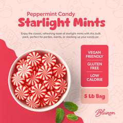 Blunon Peppermint Starlight Mints individually wrapped, convenient for snacks on the go