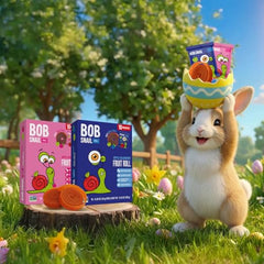 Bob Snail Fruit Roll-Ups close-up texture, soft chew with no added sugar