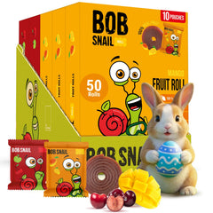 Bob Snail Fruit Roll Ups mango-sour cherry pack front for on-the-go fruit snack.