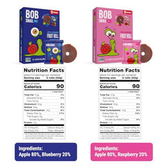 Bob Snail Fruit Roll-Ups packaging and label, clear ingredients build trust for parents