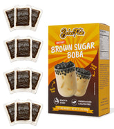 Boba Fide instant brown sugar boba packaging shows convenient microwavable pearls for quick tea topping.