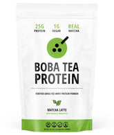 Boba Tea Protein Matcha Latte scoop shows premium powder for quick, convenient protein.