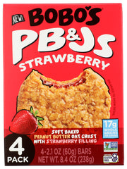 Bobo's Oat Bars PB&Js Strawberry 4Pack unwraps for gluten-free on-the-go snacking.
