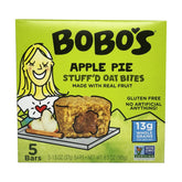 Bobo's Oat Bites Apple Pie Stuffed box front, convenient on-the-go vegan snack.