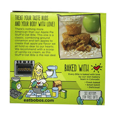 Bobo's Oat Bites Apple Pie Stuffed vegan badge on the package.