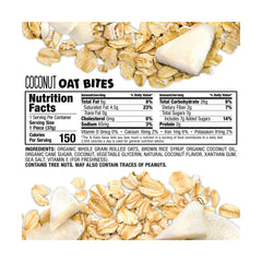 Bobo's Oat Bites Coconut ingredient closeup highlights simple organic ingredients.