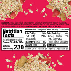 Bobos Strawberry PB&J oat bar close-up reveals soft texture and chewy bite.