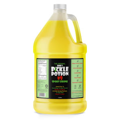 Bob's Pickle Potion #9 dill juice bottle front highlighting hydration-friendly flavor.