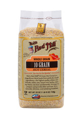 Bob's Red Mill 10 Grain Cereal bag, rich whole grains for hearty breakfasts.