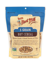 Bob's Red Mill 5 Grain Cereal cooking on stovetop for a fiber-rich breakfast