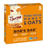 Bob's Red Mill 5pk PB Honey & Oats Bar front view for grab-and-go snacking