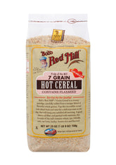 Bob's Red Mill 7 Grain Cereal pack on a kitchen counter, a fiber-rich breakfast option.