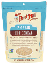 Bob's Red Mill 7 Grain Hot Cereal packaging shows wholesome multigrain breakfast.