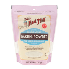 Bob's Red Mill baking powder canister shows reliable rise for cakes.