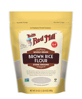 Bob's Red Mill Brown Rice Flour bag with fine texture for gluten-free baking