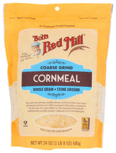 Bob's Red Mill coarse grind cornmeal in a resealable bag ready for baking